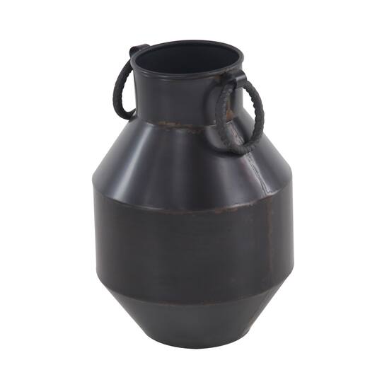Dark Brown Metal Rustic Vase, 12" x 8" x 8"